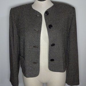 Women's Blazer by Donna Toran with Big ButtonsSize 16 Brown Check Pattern